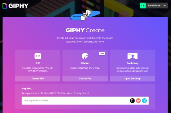 إنشاء GIF Giphy