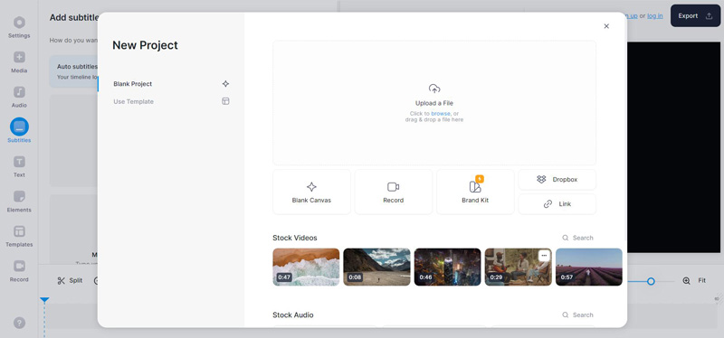 Crea nuovo progetto VEED