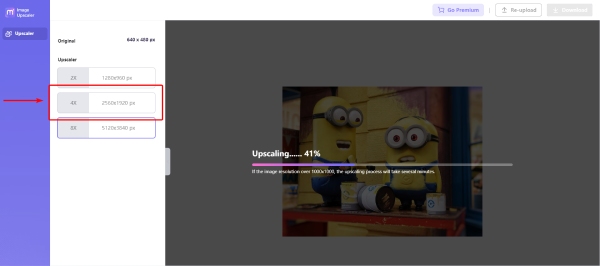 Medio.io Upscale Image to 4k