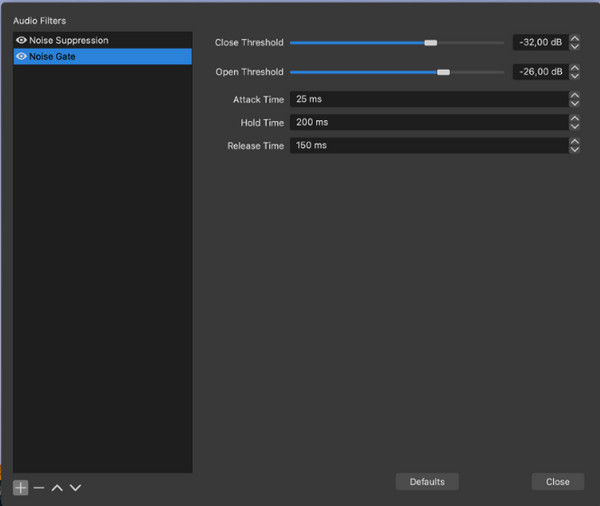 OBS Noise Suppression Noise Gate