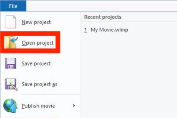 Open File Windows Movie Maker
