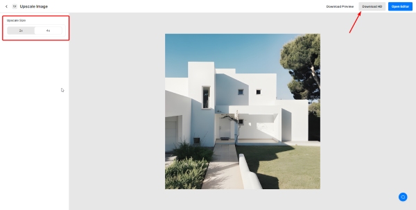 PixelCut Choose Upscale Size and Download HD