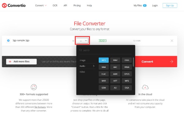 Valitse Output Format Convertio