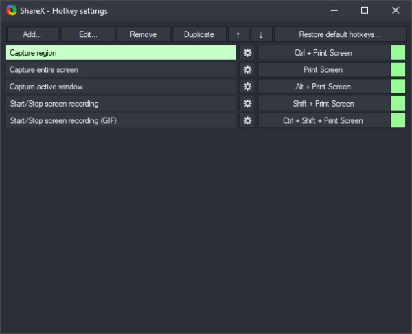 ShareX Hotkeys