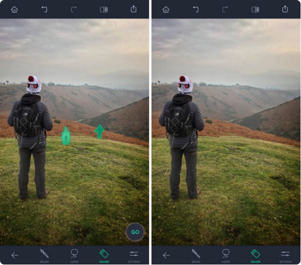 การลบวัตถุ TouchRetouch Lasso Erase