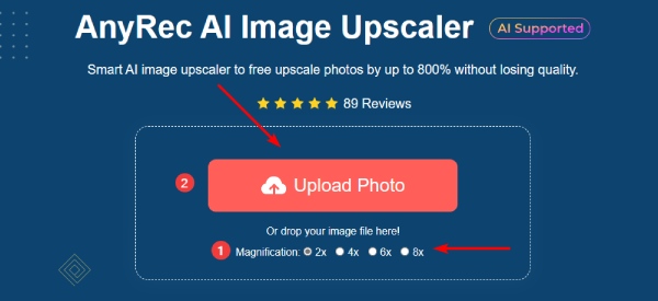 将照片上传到 AnyRec AI Image Upscaler