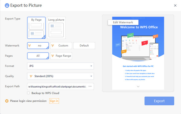 تصدير مسار تصدير WPS