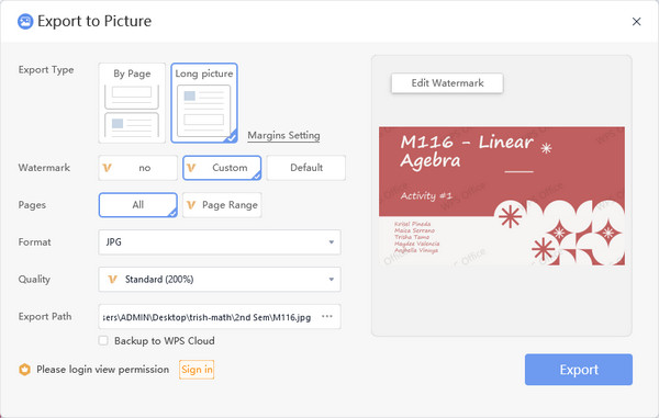 WPS Slide Export to Picture