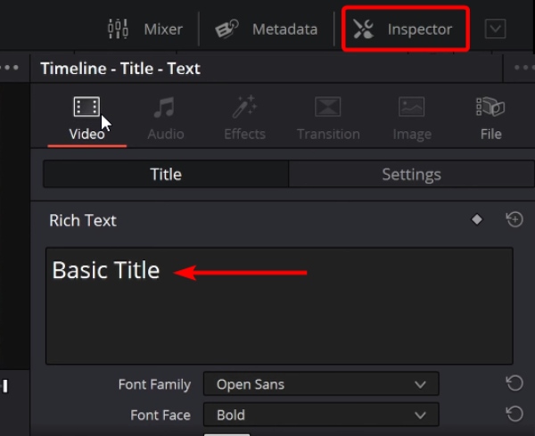 Unesite i dodajte tekst u Davinci Resolve