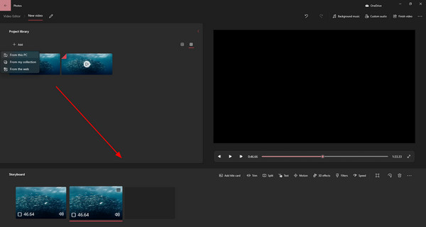 Fotky App Video Editor Přidat přetažení