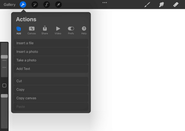 Procreate Action Přidat text