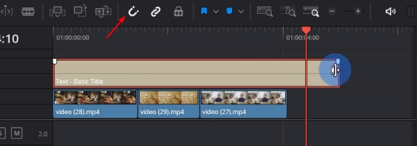 تقليم العناوين في الجدول الزمني Davinci Resolve