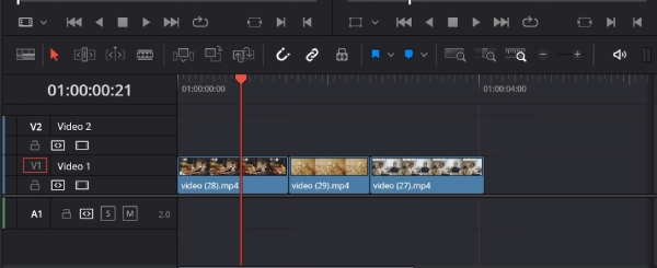 Видео в хронологии Davinci Resolve