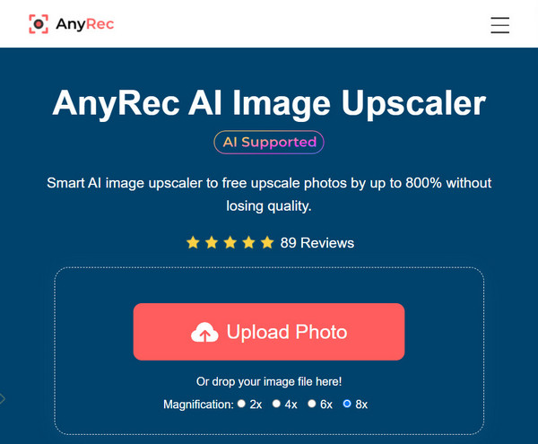 AnyRec Online Upscaler obrazu