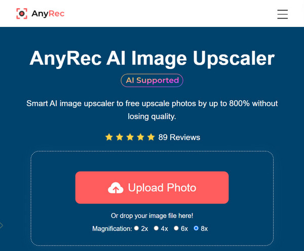 AnyRec Upscaler di immagini online