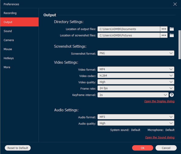 Configurações de Saída AnyRec