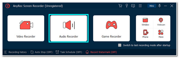 Laden Sie „AnyRec installieren“ herunter und klicken Sie auf „Audio Recorder“.