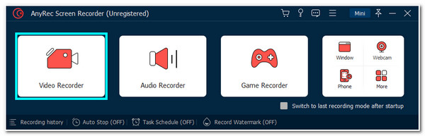 Herunterladen, installieren, AnyRec starten und auf Videorecorder klicken