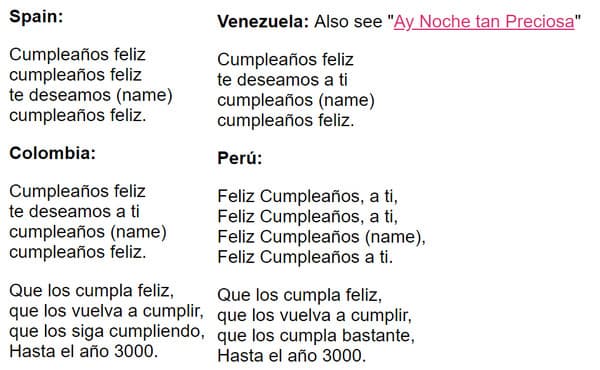 Spanish Birthday Song