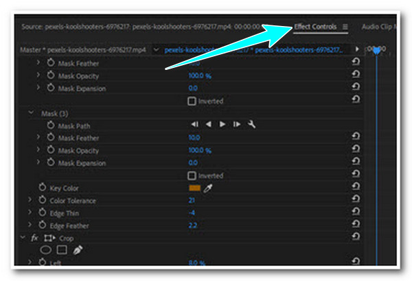 แท็บการควบคุมเอฟเฟกต์ Adobe Select