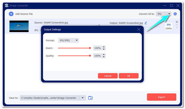 AnyRec Import Screenshot and Choose Format