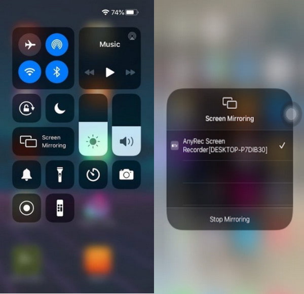 AnyRec iPhone képernyőtükrözés