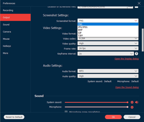 AnyRec-Screenshot-Einstellungen