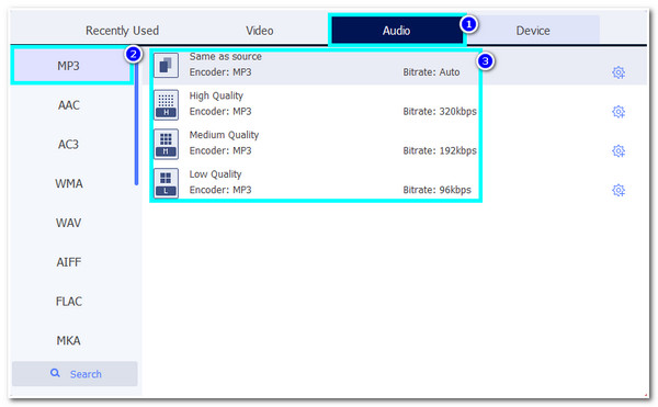 AnyRec Selecionar formato MP3