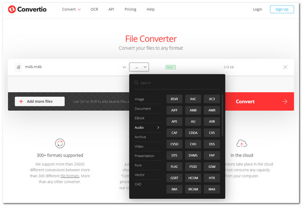 Convertio 免费 M4B 转换器