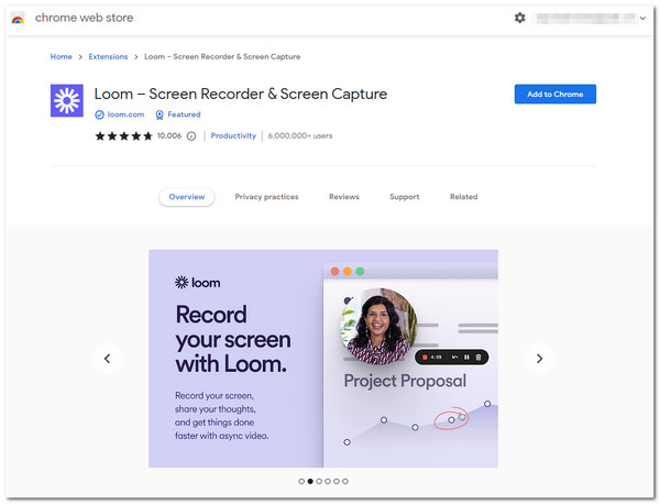 ส่วนขยาย Loom Screen Recorder สำหรับ Chrome