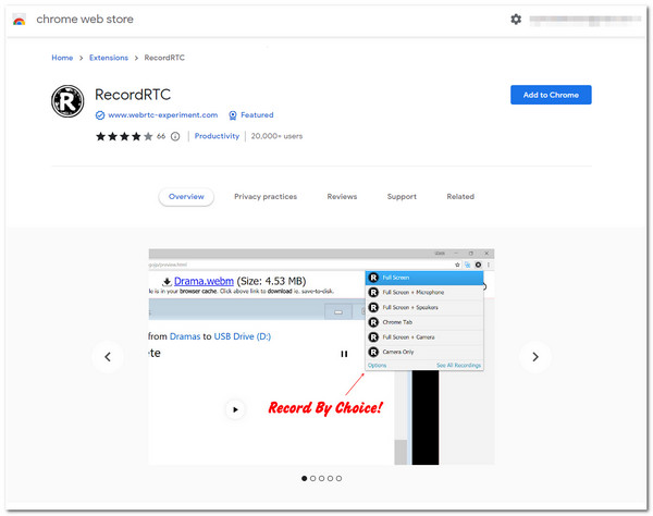 RecordRTC Screen Recorder Extension עבור Chrome