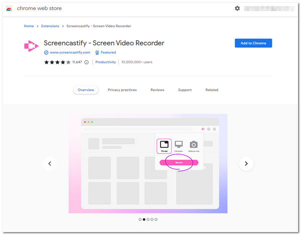 Rozszerzenie Screencastify Screen Recorder dla przeglądarki Chrome