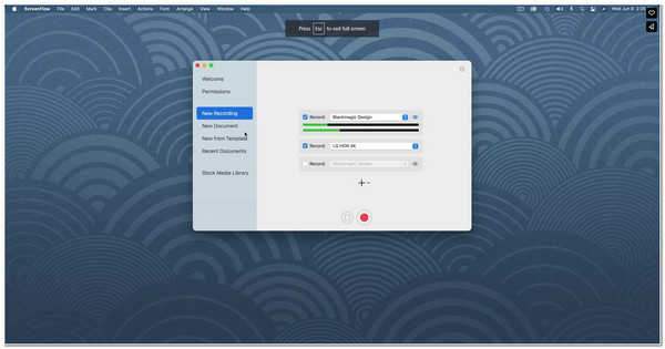 ScreenFlow 屏幕录制界面