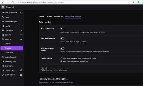 Twitch בחר ערוץ
