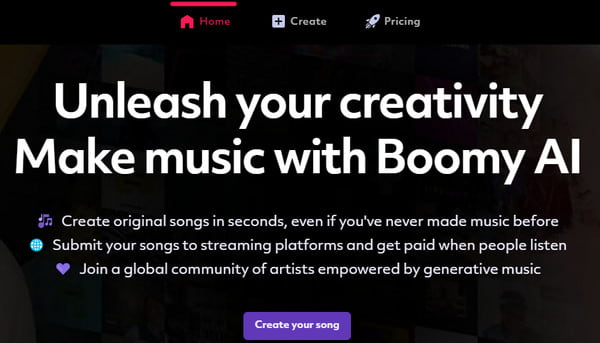 Boomy 创建你的歌曲