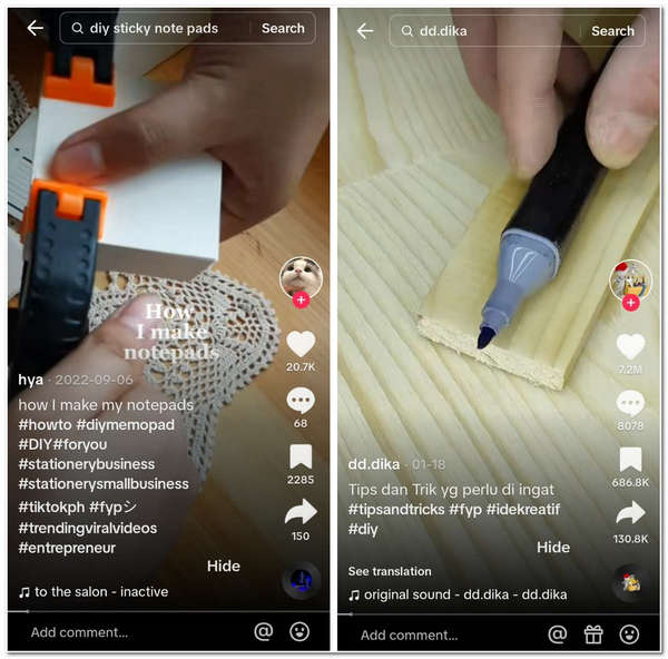 热门标签 TikTok DIY