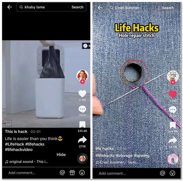 Trendande Hashtag TikTok Lifehacks