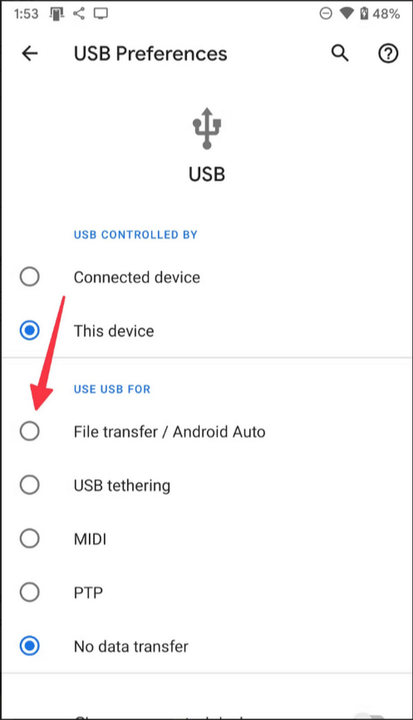 Transfer de fișiere USB