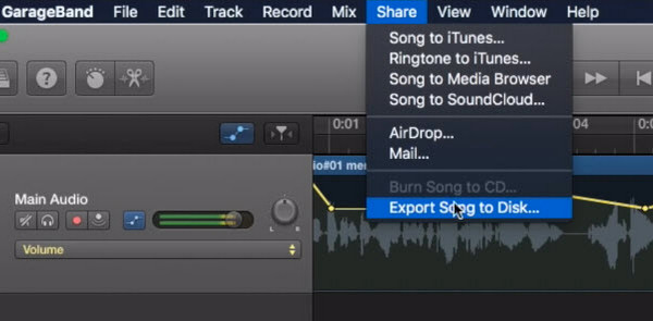 Garageband Export skladby na disk