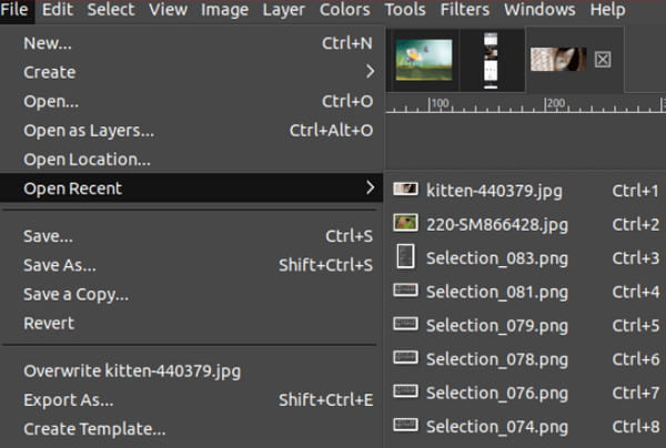 GIMP Dosyası Açma