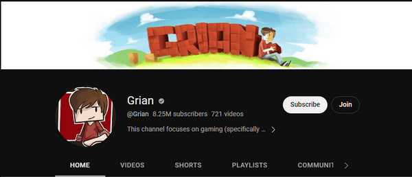 YouTuber Minecraft Grian