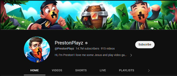 YouTuber de Minecraft PrestoonPlayz