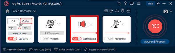 Anyrec Włącz dźwięk systemowy