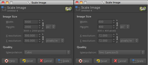 GIMP Ridimensiona l'immagine in scala