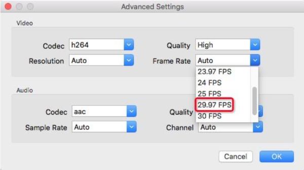 Taxa de quadros do HandBrake