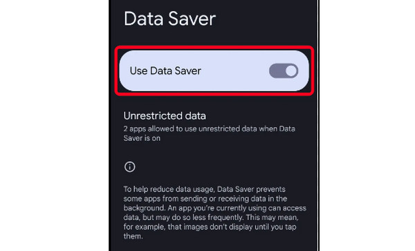 Android Poista Data Server käytöstä