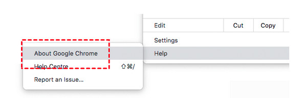 לחץ על אודות Google Chrome
