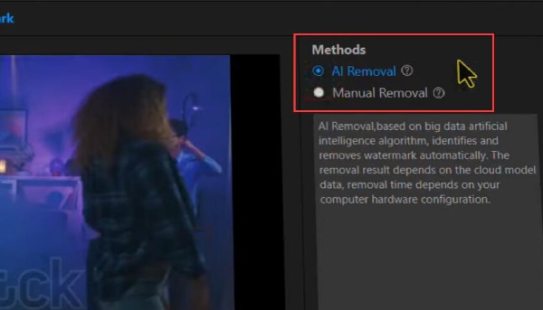 Pritisnite AI Removal