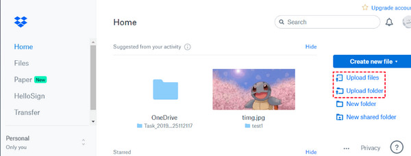 Dropbox'a Yükleme