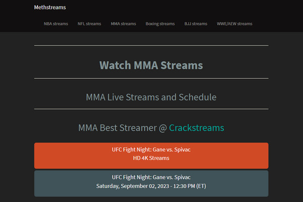 Meth Stream Δωρεάν UFC Stream